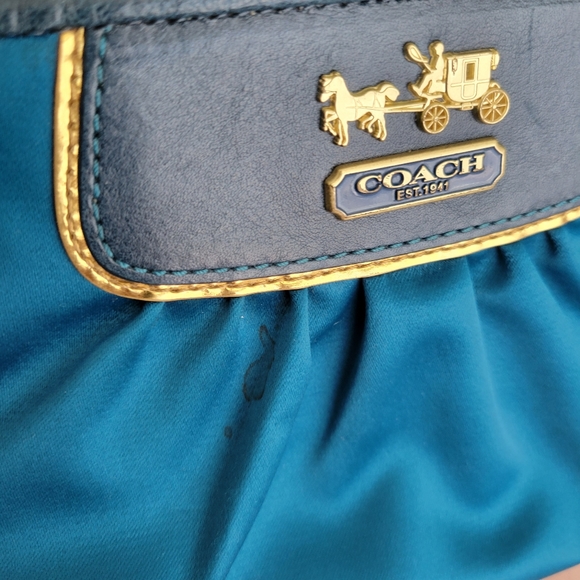 Coach Silk Turquoise Wristlet - Picture 9 of 10